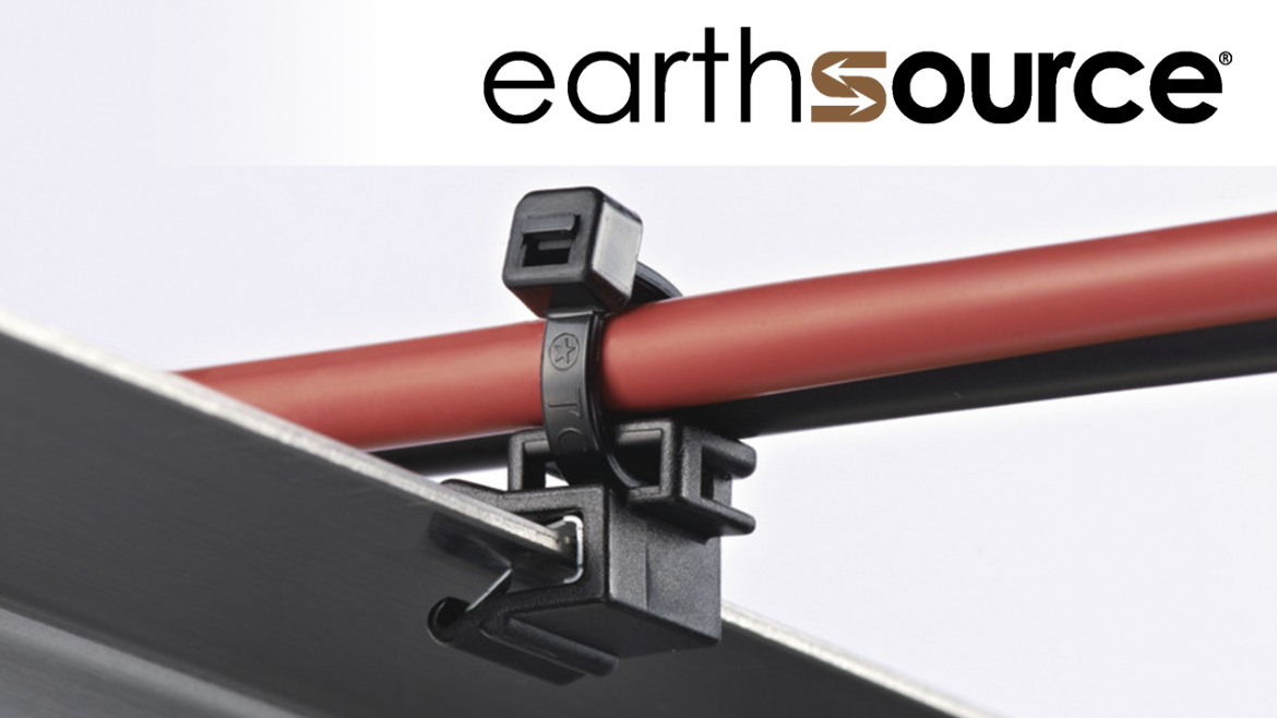 Image of a cable fastener made from polyamide 11 installed on a photovoltaic panel frame