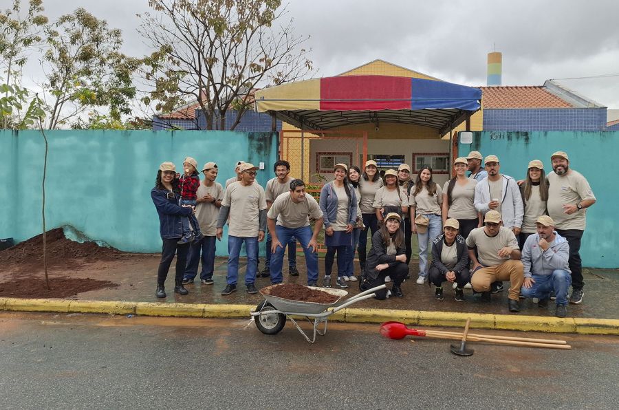 Tree planting at a public school in Brazil