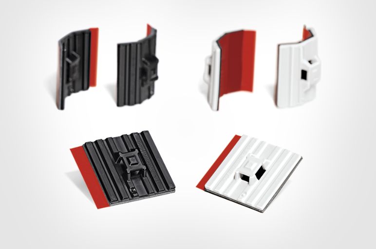 Cable tie mounts for curved and angled surfaces