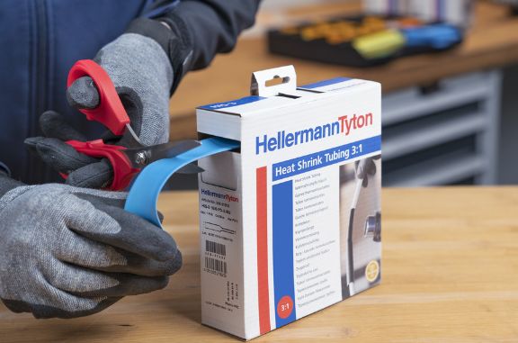 Dispenser boxes for HellermannTyton HIS heat shrink tubing proucts with 3:1 shrinking ratio