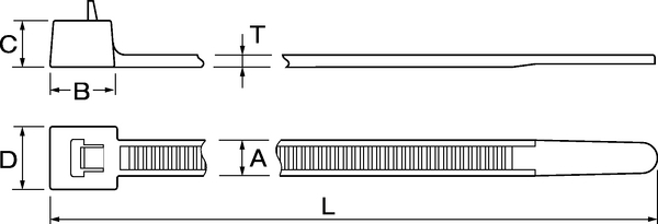 Cable ties inside serrated RELK2L (115-02300)